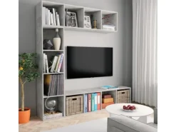 vidaXL 3-tlg. Bücher-/TV-Schrank Set Betongrau 180x30x180 cm