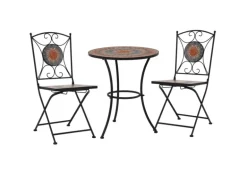 vidaXL 3-Tlg Bistro-Set Mosaik Keramik Orange Grau 279691