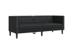 vidaXL 3-Tlg Chesterfield-Sofa-Set Schwarz Kunstleder 3209267