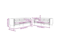 vidaXL 2-Tlg Chesterfield-Sofa-Set mit Nackenrollen Schwarz Samt 2144864