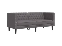 vidaXL 3-Tlg Chesterfield-Sofa-Set Grau Kunstleder 3209270