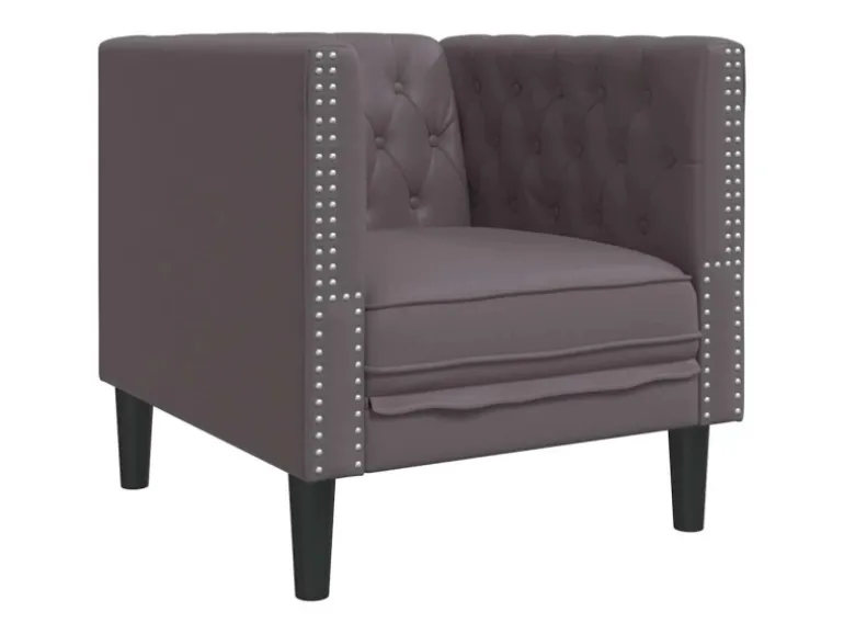 vidaXL 3-Tlg Chesterfield-Sofa-Set Grau Kunstleder 3209270