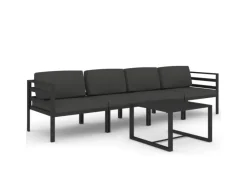 vidaXL 5-tlg Garten-Lounge-Set mit Kissen Aluminium Anthrazit Modell 2