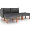 vidaXL 4-tlg Garten-Lounge-Set mit Kissen Poly Rattan Grau Modell 1