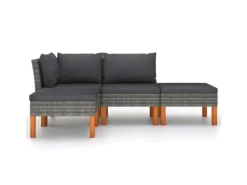 vidaXL 4-tlg Garten-Lounge-Set mit Kissen Poly Rattan Grau Modell 1