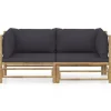 vidaXL 2-tlg Garten-Lounge-Set mit Dunkelgrauen Kissen Bambus Modell 1