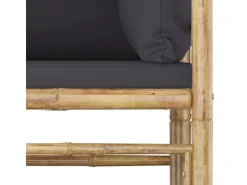 vidaXL 2-tlg Garten-Lounge-Set mit Dunkelgrauen Kissen Bambus Modell 1