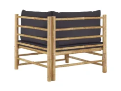 vidaXL 2-tlg Garten-Lounge-Set mit Dunkelgrauen Kissen Bambus Modell 1