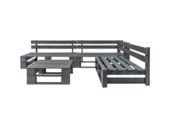 vidaXL 4-tlg Garten-Sofagarnitur aus Paletten Holz Grau Modell 1