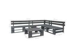 vidaXL 4-tlg Garten-Sofagarnitur aus Paletten Holz Grau Modell 1