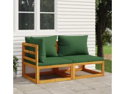vidaXL 2-tlg. Garten-Sofa-Set mit Kissen Massivholz Akazie