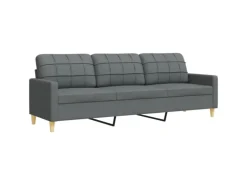 vidaXL 3-Tlg Sofagarnitur Dunkelgrau Stoff 2149639