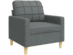 vidaXL 3-Tlg Sofagarnitur Dunkelgrau Stoff 2149639