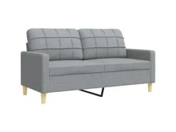 vidaXL 2-Tlg Sofagarnitur Hellgrau Stoff 2149641