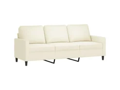 vidaXL 3-Tlg Sofagarnitur mit Kissen Creme Samt 3201484