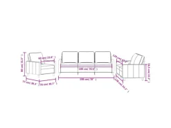 vidaXL 3-Tlg Sofagarnitur mit Kissen Creme Samt 3201484