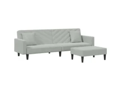 vidaXL 2-Tlg Sofagarnitur mit Kissen Hellgrau Samt 3216268
