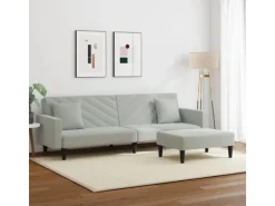 vidaXL 2-Tlg Sofagarnitur mit Kissen Hellgrau Samt 3216268