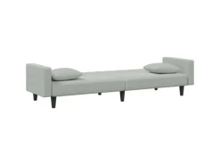 vidaXL 2-Tlg Sofagarnitur mit Kissen Hellgrau Samt 3216268
