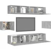 vidaXL 6-tlg. TV-Schrank-Set Betongrau Holzwerkstoff Modell 10