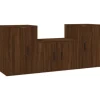 vidaXL 3-tlg. TV-Schrank-Set Braun Eichen-Optik Holzwerkstoff 1