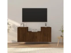 vidaXL 3-tlg. TV-Schrank-Set Braun Eichen-Optik Holzwerkstoff 1