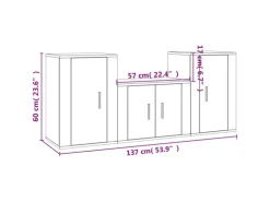 vidaXL 3-tlg. TV-Schrank-Set Braun Eichen-Optik Holzwerkstoff 1