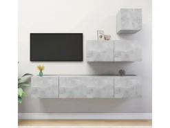 vidaXL 4-tlg. TV-Schrank-Set Betongrau Holzwerkstoff Modell 25