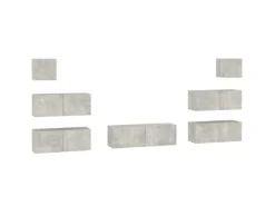 vidaXL 7-tlg. TV-Schrank-Set Betongrau Holzwerkstoff Modell 12