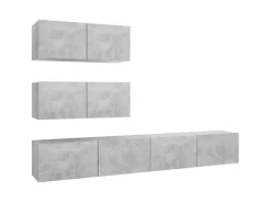 vidaXL 4-tlg. TV-Schrank-Set Betongrau Holzwerkstoff Modell 22