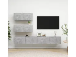 vidaXL 4-tlg. TV-Schrank-Set Betongrau Holzwerkstoff Modell 22