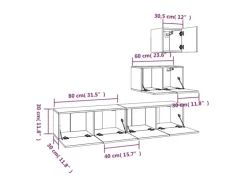 vidaXL 4-tlg. TV-Schrank-Set Grau Sonoma Holzwerkstoff Modell 12