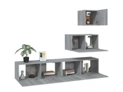vidaXL 4-tlg. TV-Schrank-Set Grau Sonoma Holzwerkstoff Modell 12