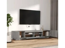 vidaXL 2-tlg. TV-Schrank-Set LED-Leuchten Grau Sonoma Holzwerkstoff 2