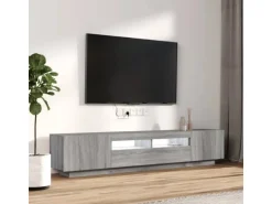 vidaXL 2-tlg. TV-Schrank-Set LED-Leuchten Grau Sonoma Holzwerkstoff 2