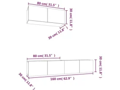 vidaXL 3-tlg. TV-Schrank-Set Schwarz Holzwerkstoff 2