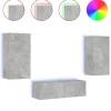 vidaXL 3-tlg. TV-Wohnwand mit LED-Leuchten Betongrau Modell 1