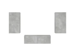 vidaXL 3-tlg. TV-Wohnwand mit LED-Leuchten Betongrau Modell 1