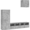 vidaXL 4-Tlg Wohnwand Betongrau Holzwerkstoff 3216503