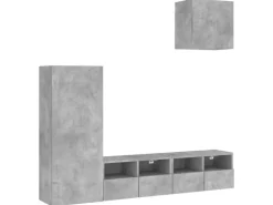 vidaXL 4-Tlg Wohnwand Betongrau Holzwerkstoff 3216503