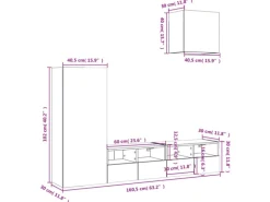 vidaXL 4-Tlg Wohnwand Betongrau Holzwerkstoff 3216503