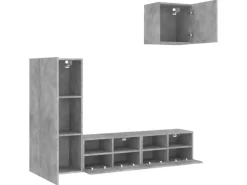 vidaXL 4-Tlg Wohnwand Betongrau Holzwerkstoff 3216503
