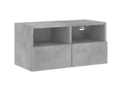 vidaXL 4-Tlg Wohnwand Betongrau Holzwerkstoff 3216503