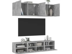 vidaXL 5-tlg. Wohnwand Betongrau Holzwerkstoff Modell 3