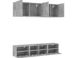 vidaXL 5-tlg. Wohnwand Betongrau Holzwerkstoff Modell 3