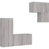 vidaXL 4-Tlg Wohnwand Grau Sonoma Holzwerkstoff 3216433