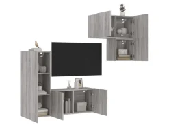 vidaXL 4-Tlg Wohnwand Grau Sonoma Holzwerkstoff 3216433