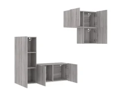 vidaXL 4-Tlg Wohnwand Grau Sonoma Holzwerkstoff 3216433