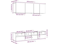 vidaXL 5-Tlg Wohnwand Grau Sonoma Holzwerkstoff 3216516