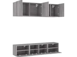 vidaXL 5-Tlg Wohnwand Grau Sonoma Holzwerkstoff 3216516